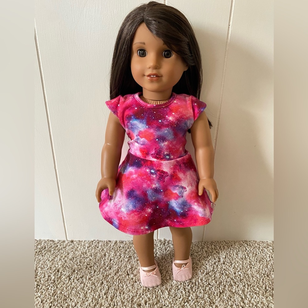 American Girl doll with purple highlight in hair